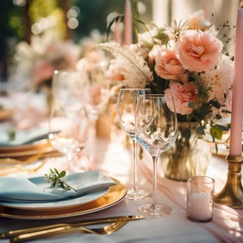 Festive table decorations for a wedding generated by artificial intelligence