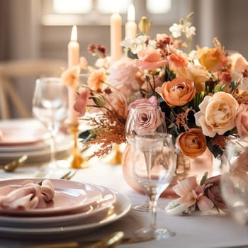 Festive table decorations for a wedding generated by artificial intelligence