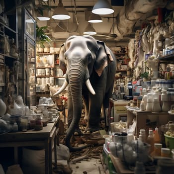 An elephant in a china store generated by artificial intelligence