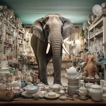 An elephant in a china store generated by artificial intelligence generated by artificial intelligence