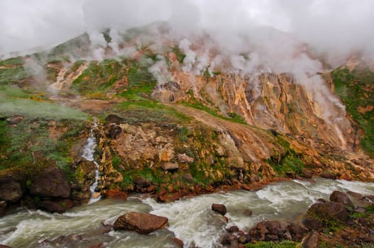 Nature of Kamchatka. Landscapes and magnificent views of the Kamchatka Peninsula. The nature of Kamchatka, a burnt volcano, an area near a volcano.