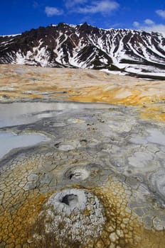Nature of Kamchatka. Landscapes and magnificent views of the Kamchatka Peninsula. The nature of Kamchatka, a burnt volcano, an area near a volcano.