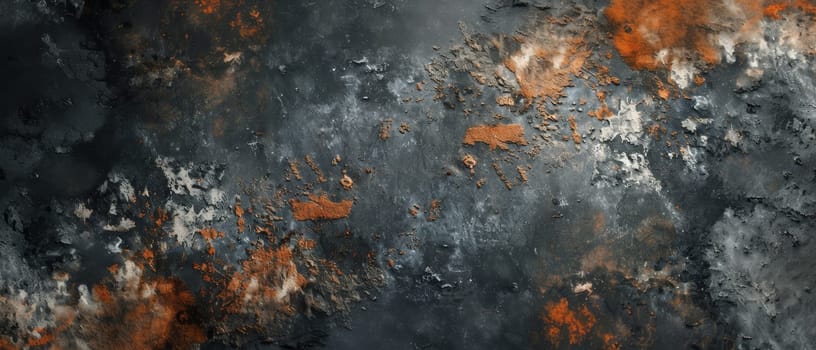 Expansive view of oxidized metal surface, showcasing the striking beauty of decay and corrosion