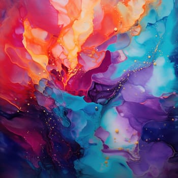 abstract alcohol ink liquid paint colorful art, ai