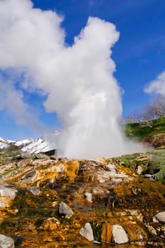 Nature of Kamchatka. Landscapes and magnificent views of the Kamchatka Peninsula. The nature of Kamchatka, a burnt volcano, an area near a volcano.