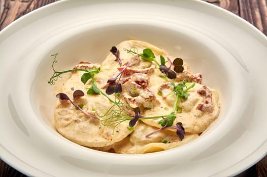 delicious dumplings in a deep dish. High quality photo