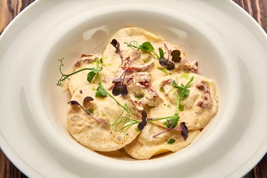 delicious dumplings in a deep dish. High quality photo