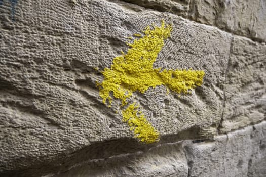 Detail of sign for pilgrims, a Christian tradition in Spain