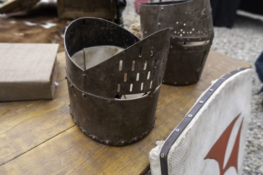 Detail of ancient protection for medieval battles, history