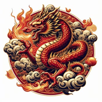 Year of the Dragon, Chinese New Year Festival, New Year Celebration. Generative AI.