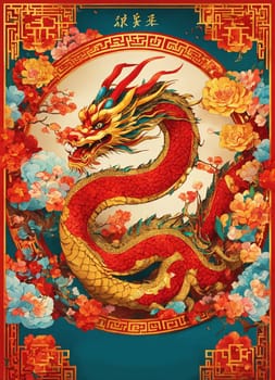 Year of the Dragon, Chinese New Year Festival, New Year Celebration. Generative AI.