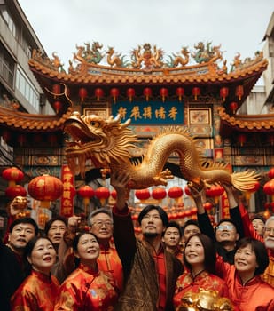 Year of the Dragon, Chinese New Year Festival, New Year Celebration. Generative AI.