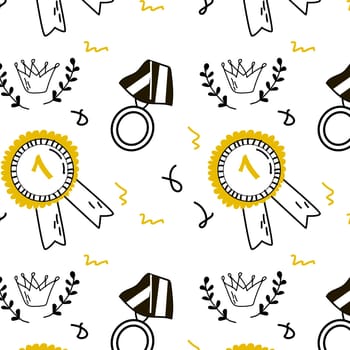 Medal and ribbons Doodle background. Vector illustration can used for covers, wallpapers, decoration.