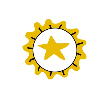 first place or win doodle icon with star. Vector illustration isolated. Award icon isolated.