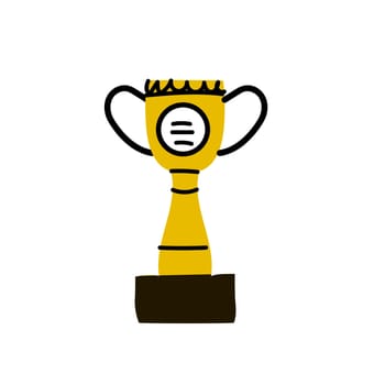 Hand drawn doodle award winner icon isolated. Vector illustration can used for banner, label, card. Doodle drawing in yellow color.