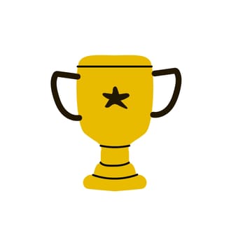 Hand drawn doodle award yellow winner icon isolated. Vector illustration can used for banner, label, card. Doodle drawing in yellow color.