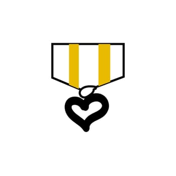 Hand drawn doodle award with heart item. Vector illustration isolated. Can used for greeting card, labels, stickers.