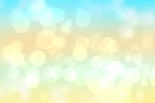 Abstract bright gradient motion spring or summer landscape texture background with natural gold yellow bokeh lights and blue bright sunny sky. Beautiful backdrop with space for design.