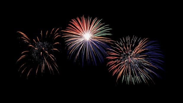 Colorful fireworks celebration and anniversary on night sky background