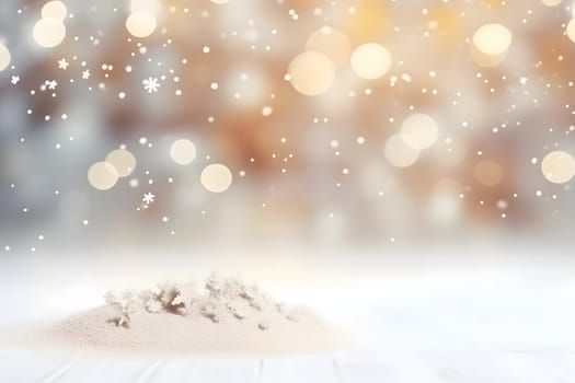 abstract bright snowy winter background with bokeh, neural network generated image. Not based on any actual scene or pattern.