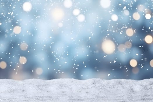 abstract bright snowy winter background with bokeh, neural network generated image. Not based on any actual scene or pattern.