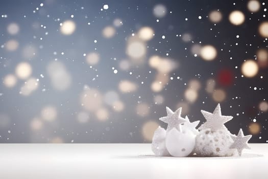 abstract bright snowy winter background with bokeh, neural network generated image. Not based on any actual scene or pattern.
