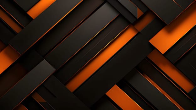 Abstract background design of black and orange panels forming mosaic geometric pattern. Neural network generated image. Not based on any actual person or scene.