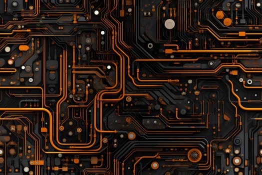 high-tech wiring seamless full-frame background and texture. Neural network generated image. Not based on any actual scene or pattern.