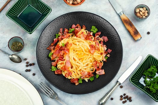 Italian traditional pasta carbonara.