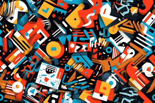 A cool seamless abstract doodle pattern inspired by 00s. Neural network generated in May 2023. Not based on any actual scene or pattern.