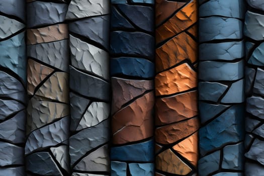 seamless background and texture of different colorful rocks mosaic flat surface. Neural network generated in May 2023. Not based on any actual scene or pattern.