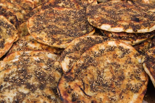 Freashly baked manaqish, an arab flatbread