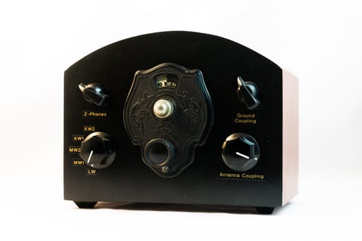 View of a simple homebrew crystal radio receiver covering five bands