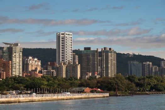 View along the waterfront of Tamsui, Taiwan.