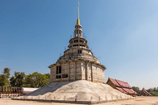 Construction of a Stupa at Wat Pa Lahan Sai Buddhist temple in Thailand