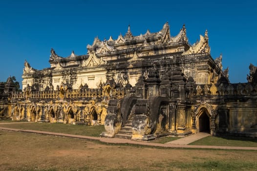 The central building of Maha Aungmye Bonzan Monastery at Inwa nearby Mandalay City