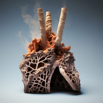 Scarred Lungs after smoking. Cigarette toxic. Generate Ai