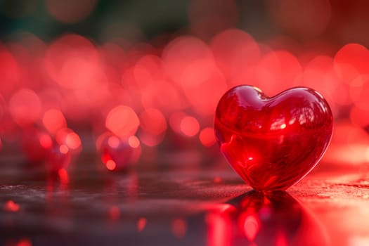 Valentine heart on abstract blurry background. AI generated