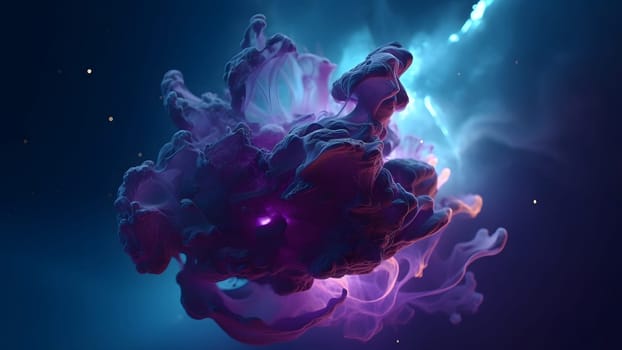 abstract purple cloud of smoke on dark background. Neural network generated in May 2023. Not based on any actual scene or pattern.