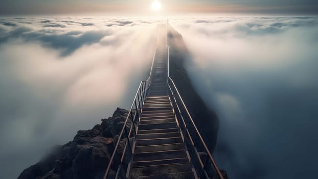 stairway to heaven on green mountain chine. Neural network generated in May 2023. Not based on any actual scene or pattern.