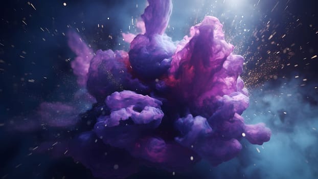abstract purple cloud of smoke on dark background. Neural network generated in May 2023. Not based on any actual scene or pattern.