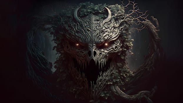 demonic nightmare beast covered with sharp thorns, neural network generated art. Digitally generated image. Not based on any actual person, scene or pattern.
