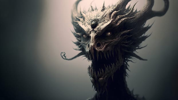 demonic nightmare beast covered with sharp thorns, neural network generated art. Digitally generated image. Not based on any actual person, scene or pattern.