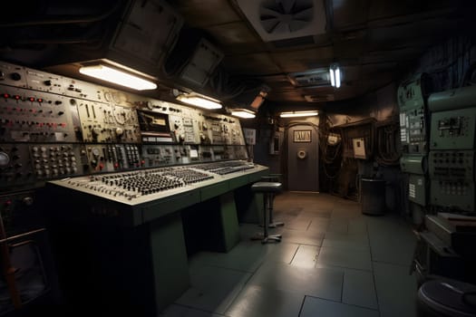 abandoned old unerground research laboratory. Neural network generated in May 2023. Not based on any actual scene or pattern.