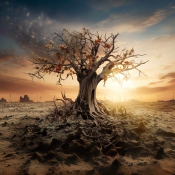 A symbolic image of climate change with a tree generated by artificial intelligence