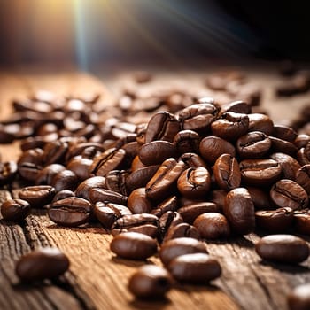Close-up of coffee beans generated by artificial intelligence