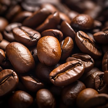 Close-up of coffee beans generated by artificial intelligence