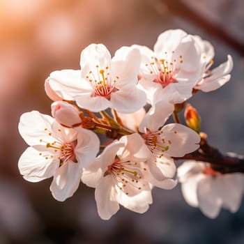 Close-up of beautiful cherry blossoms generated by artificial intelligence