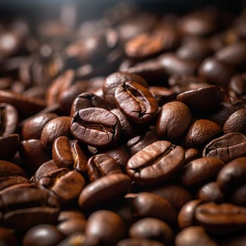 Close-up of coffee beans generated by artificial intelligence