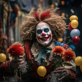 A clown with a red nose generated by artificial intelligence